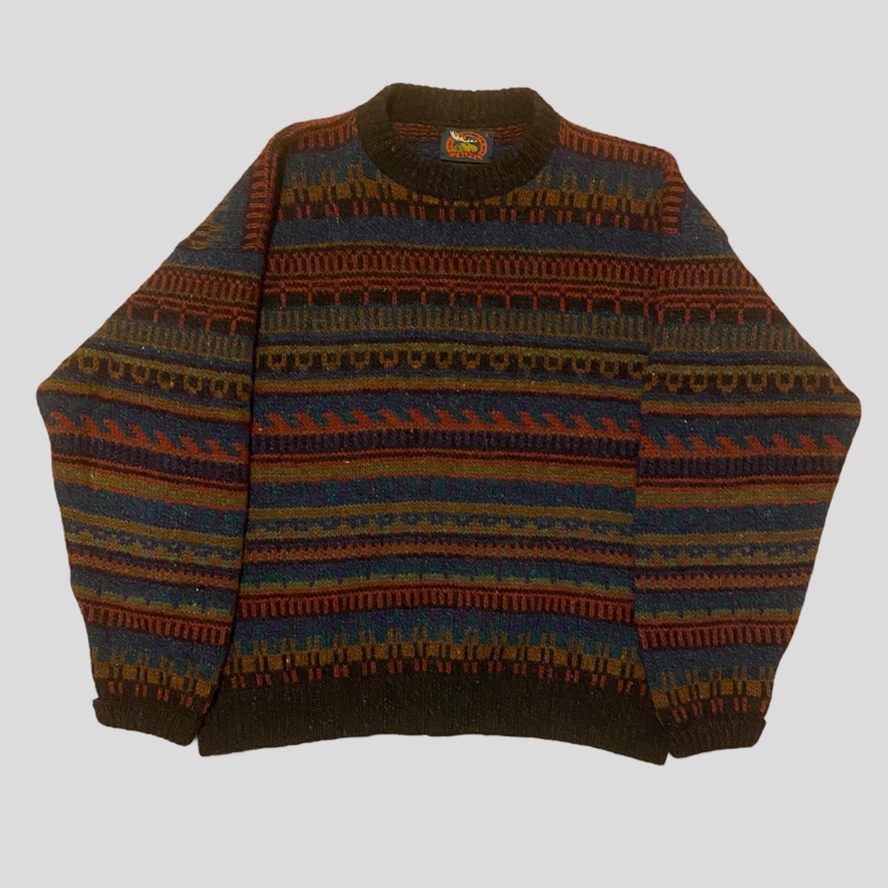 Vintage Striped Multicolored Knit Wool Sweater
